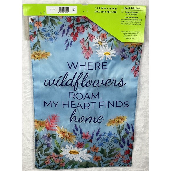 Meadow Creek Embroidered Yard Flag Wildflowers Home 11.5x18 Multicolor Home NEW - Picture 5 of 6